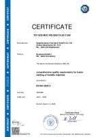 EN ISO 3834-2  (fusion welding)